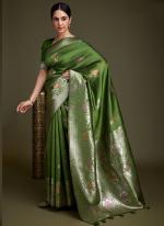 Soft Silk Green Traditional Wear Zari Weaving Saree